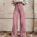 Women Bootcut Jeans Fashion Trendy Color Striped Wide Leg Straight Leg Mopping Pants Casual Street Style All-Match Denim Pants.