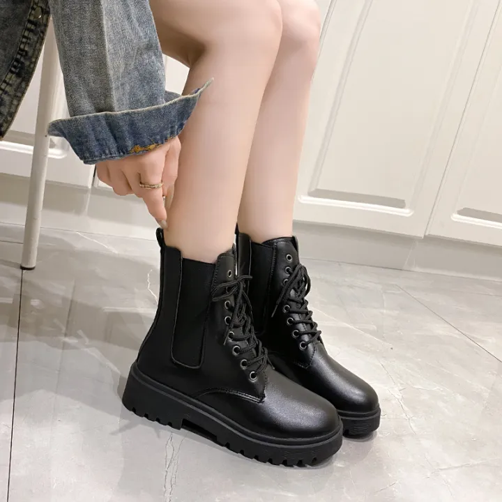 2024%20Spring%20New%20Women's%20Shoes%20Comfortable%20Fashion%20Boots%20Women's%20Short%20Boots%20Mid-Heel%20Thick%20Heel%20Round%20Toe%20Chelsea%20Boots%20-%20Image%203