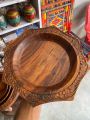 Hand-carved Wooden plate set of 3. 