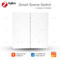 Tuya ZigBee Smart Scene Switch Wireless 12 Scene 4 Gang Push Button Remote Control Switches Automation Scenario For Tuya Devices. 