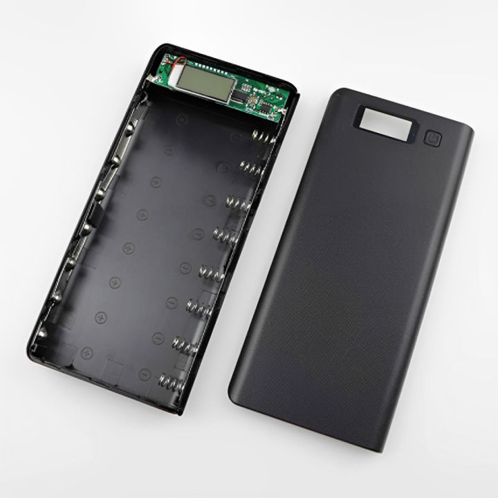 Power Bank Case for 18650 Rechargeable Batteries Dual Output and Input with Type-C Support, 8 or 10 Cell Capacity (Batteries Not Included)