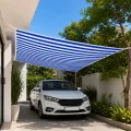 Blue White HDPE 90% Shade Net UV Resistant – Heavy Duty Green Net for Lawn, Garden, Pool, Playground & Outdoor Shade | Double Stitched with Hooks Every 3 Feet. 
