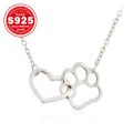 925 sterling silver women's ankle bracelet with double-layer cat claw and heart-shaped charms, Bohemian-style vacation jewelry.