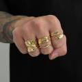 Ingemark 4Pcs/Set Punk Vintage Irregular Geometric Open Rings Creative Adjustable Chunky Metal Finger Ring Statement New Jewelry. 