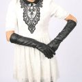 Fashion Women Leather Gloves Warm Winter Long Elbow Gloves Evening Party Soft Lined Gloves High Quality Leather Gloves. 