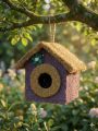 CitiBird Premium Natural Coir Bird Nest House – Eco-Friendly Hanging Hut for Finches, Budgies & Lovebirds (Purple & Golden). 
