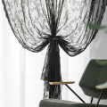 1pc Black Lace Floral Botanical Aesthetic Curtains For Partition Curtains For Living Room And Bedroom, Finished Bay Window. 
