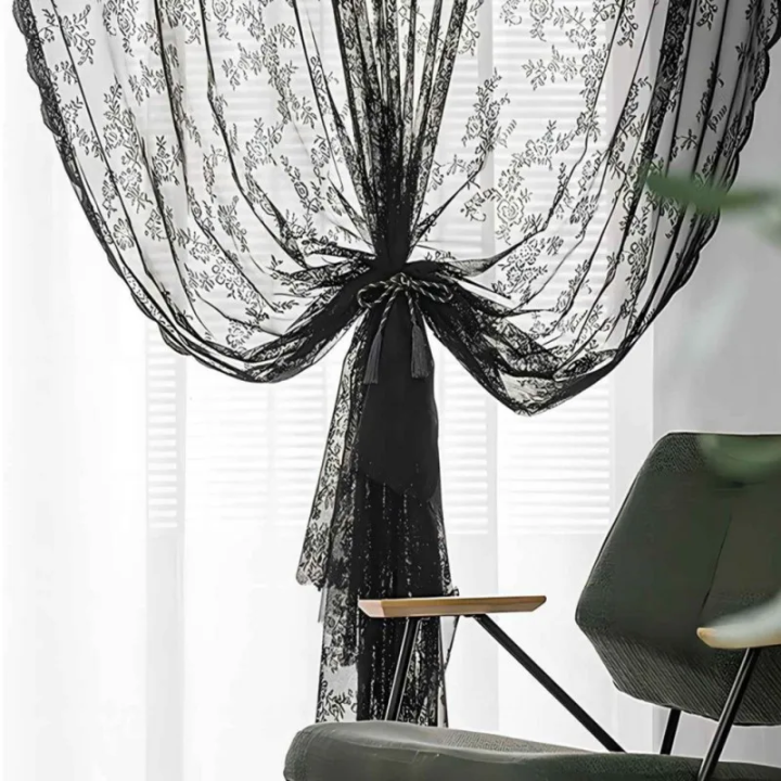 1pc%20Black%20Lace%20Floral%20Botanical%20Aesthetic%20Curtains%20For%20Partition%20Curtains%20For%20Living%20Room%20And%20Bedroom,%20Finished%20Bay%20Window%20-%20Image%202