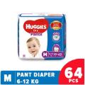 Huggies Malaysian Pant Baby Diaper M Size 64 Pcs 6 to 12 Kg Soft Comfortable Baby Care Diaper.