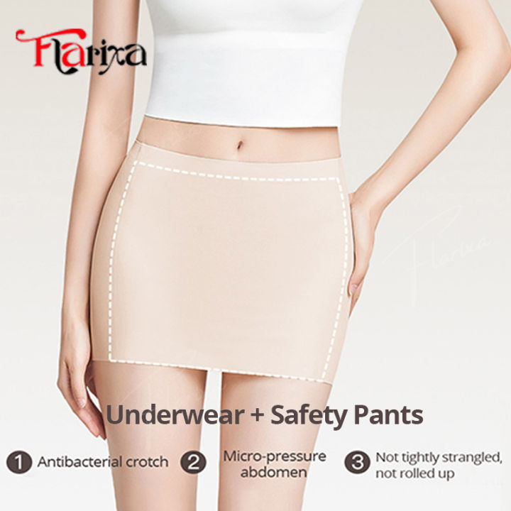 Flarixa%20Ice%20Silk%20Safety%20Shorts%20Double%20Layer%20Invisible%20Under%20Skirt%20Panties%20Seamless%20Boyshorts%20Women%20Underwear%20Anti%20Friction%20Pants%20-%20Image%204