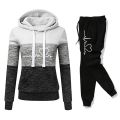 Women Tracksuit Printing Hooded Sweatshirt Sweatpant Color Block Versatile Casual Jogging Pullovers Sport Trousers Outfits S-3XL. 