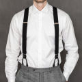 Vintage Suspenders Men Women Adult Leather Trimmed Button End Y Back Adjustable Elastic Trouser Braces Straps Belt Wedding Party.