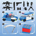 City police station building block group boy DIY car brick police station model building children's educational toy .