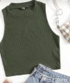 Crop Top for Women Summer Wear, High-Quality Fabric, Chic Ribbed Sleeveless Comfort Fit in Multicolor. 