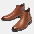 Chelsea Men Boots Fashion Brand Comfortable Leather Ankle Boots.