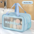 Large Capacity Transparent Dry Wet Separation Double-Layer Wash Bag Frosted PU Travel Portable Handheld Bath Storage Bag GF32. 