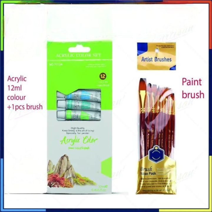Combo%20pack%20Acrylic%20Paint%20set%20of%2012%20/%2010pcs%20Multi%20Brush%20Set%20-%20Image%202