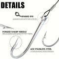 12pcsFishing Hook Rigs,Steel Leaders Long Shank Hook for Surf Fishing,Black Leader Wire O'shaughnessy Forged Hook for Freshwater. 