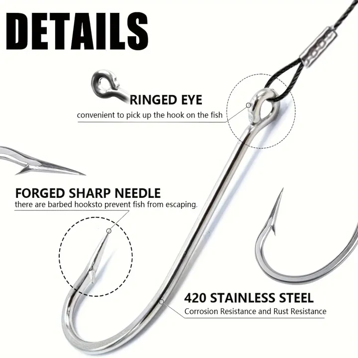 12pcsFishing%20Hook%20Rigs,Steel%20Leaders%20Long%20Shank%20Hook%20for%20Surf%20Fishing,Black%20Leader%20Wire%20O'shaughnessy%20Forged%20Hook%20for%20Freshwater%20-%20Image%206