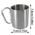 Outdoor Camping Travel Stainless Steel Cup Carabiner Hook Handle Picnic Water Mug Outdoor Travel Hike Cup Portable Mug.