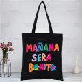 Karol G Bichota Manana Sera Bonito Music Singer Shopping Black Canvas Tote Bag Cartoon Reusable Cloth Bag Handbag Shoulder Bags. 