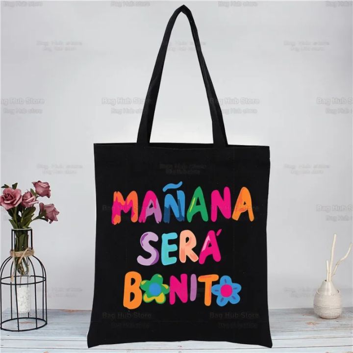 Karol%20G%20Bichota%20Manana%20Sera%20Bonito%20Music%20Singer%20Shopping%20Black%20Canvas%20Tote%20Bag%20Cartoon%20Reusable%20Cloth%20Bag%20Handbag%20Shoulder%20Bags%20-%20Image%203
