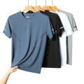 Men Running T-shirt Breathable Stretch Summer Top Gym Fitness Running Thin Short Sleeve Sportswear M-5XL Gray Blue Black White.