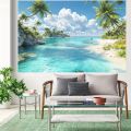 2D background banner Tropical beach sea view - No power required - Party background: Tropical beach scenery. 