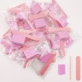[30pcs Nail Art Kit Essentials] 30pcs Pink Nail Art Kit - Disposable Mini Nail File, Buffer Pad & Stick Set for DIY Jewelry Poli. 