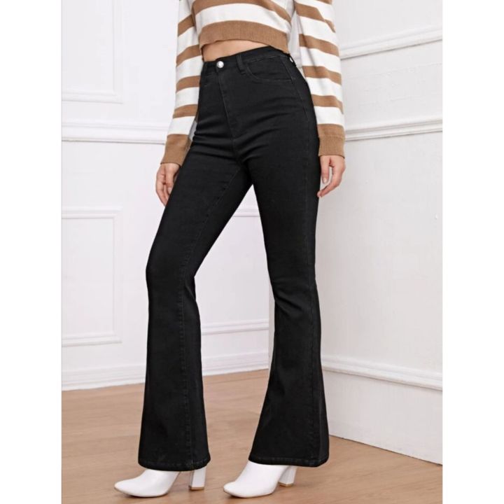 Ladies%20Black%20Soft%20Flare%20Jeans%20-%20Image%202