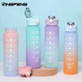 700ml Sports Water Bottle High Temperature Resistant Graduated Straw Cup Rainbow Frosted Progressive Color Water Cup Plastic Cup. 