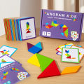 3D Wooden Tangram Jigsaw Puzzles Board Games Kids Montessori Educational Toys Children Kindergarten Geometric Shape Teaching Aid. 