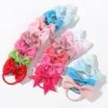 10Pcs/lot Grosgrain Ribbon Pigtail Bows Elastic Hair Ties Hair Bands Holders New Year Hair Accessories for Baby Girls Gift. 