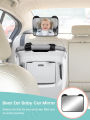 Adjustable Wide Car Rear Seat View Mirror with Bear Ear Baby/Child Seat Car Safety Mirror Monitor Headrest.