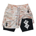 Summer Shorts for Men 2 in 1 Athletic Gym Workout Running Performance Shorts Print with Phone Pocket Quick Dry Breathable.