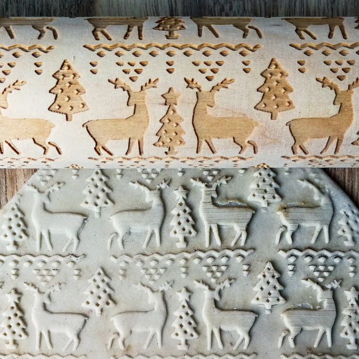 Christmas%20Rolling%20Pins%20Rock%20Snowflake%20Elk%20Wooden%20Rolling%20Embossing%20Baking%20Cookies%20Biscuit%20Fondant%20Cake%20Patterned%20Roller%2035*5cm%20-%20Image%205