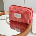 Plaid Makeup Bag Large Capacity Portable Cosmetic Bag For Women Girls Skincare Toiletry Bag Multifunctional Cute Wallet Pouch.