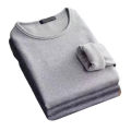 Winter Men's Long-sleeved Thermal Underwer T-Shirt Fleece Bottoming Shirt Round Neck Shirt Fashion Plus Velvet Padded T-shirt.