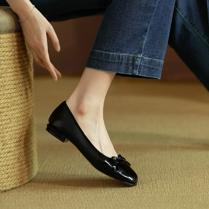 new%20Spring%20Autumn%20fashion%20Woman's%20Flats%20Patent%20Leather%20Ballet%20Flats%20Bowtie%20Boat%20Shoes%20Low%20Heels%20Slip%20on%20Flat%20Woman%20Black%20Loafers%20-%20Image%204