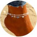 Dainty Layered Silver Anklet with Heart Charm - Elegant CZ Bracelet for Women, Waterproof & Trendy Gift. 