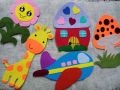 Cute colourful handmade felt wall stickers for kids 05 pcs. 