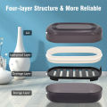 Portable Bathroom Soap Holder Container Box for Shower Black Covered Travel Soap Dish Double Layered Bamboo Storage.
