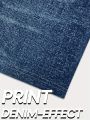 Plus Size High Waisted Bike Shorts Women's Faux Denim Printed Stretch Leggings Comfortable Casual Fashion.