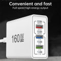 160W Multi Ports USB Charger Type C Fast Charging Phone Charger Adapter For iPhone Samsung Xiaomi Huawei EU/US Plug Wall Charger.