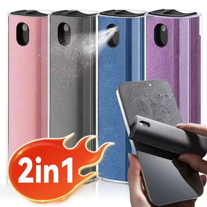 2 In 1 Screen Cleaner Spray Computer Mobile Phone Screen Dust Remover Tool Microfiber Cloth For iPhone iPad Cleaning Wipes