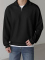 Cross border European and American men's corduroy half zipper casual sports long sleeved shirt. 
