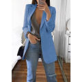 Women's European American Fashion Casual Polo Neck Slim Fit Cardigan Spring Autumn Temperament Coat 2025.