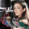 1Pcs Universal Bling Diamond Car Seat Back Hook Hanger Vehicle Auto Headrest Storage Holder Rhinestone Decor Car Accessories.