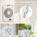 Mini Portable Fan USB Desk Fan Rechargeable Table Fan Wall Mount Hanging Fan 5 Gear Student Desk Fan Office Camping Table Fan.