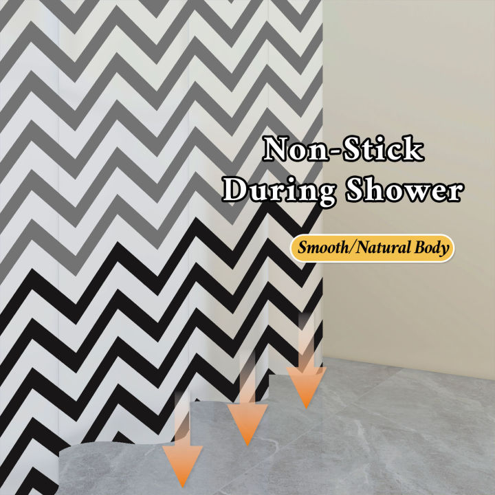 1pc%20Black%20White%20Wavy%20Stripe%20Artwork%20Geometric%20Shower%20Curtain%20Waterproof%20PEVA%20Modern%20Minimalist%20Bathroom%20Decor%20-%20Image%205